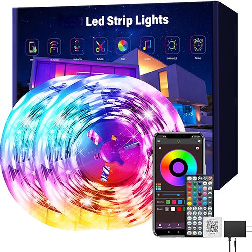 Hsuner LED mood lights for Bedroom 150 ft (2 Rolls of 75ft), Music Sync RGB Led Strip Lights with Remote App Control, Color Changing Led Lights for Room Home Kitchen Party Decor LED light strips for decorative purposes